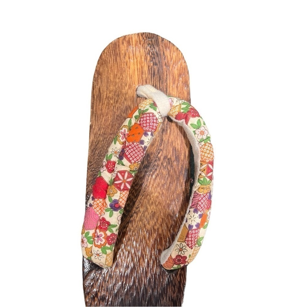 Japanese zōri synthetic wood slippers women's 7/8 - Picture 3 of 5